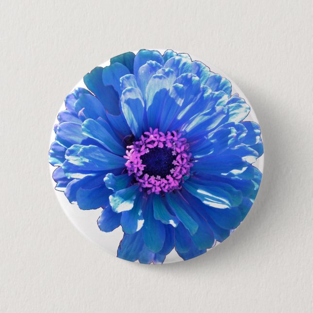 Badge Rond 5 Cm Elégante marguerite bleue florale (Devant)