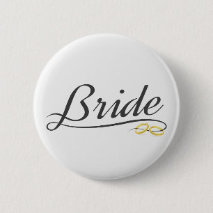 Badge Rond 5 Cm Élégante Mariée Calligraphie de mariage   Épingle 