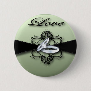 Badge Rond 5 Cm élégante menthe verte de mer et mariage noir