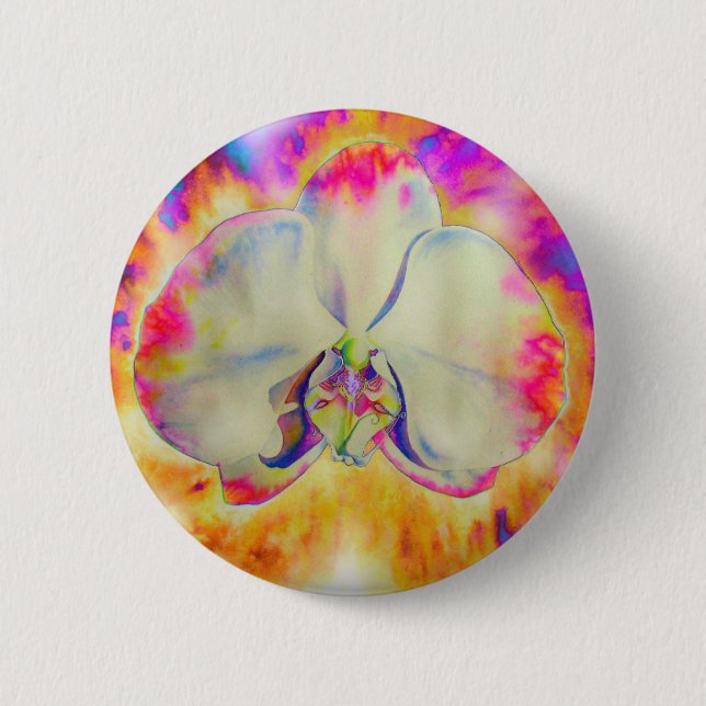 Badge Rond 5 Cm Elégante orchidée rose rétro abstraite (Devant)