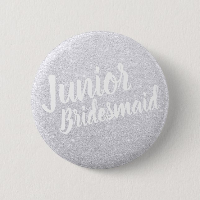 Badge Rond 5 Cm Élégante parties scintillant moderne argent brides (Devant)