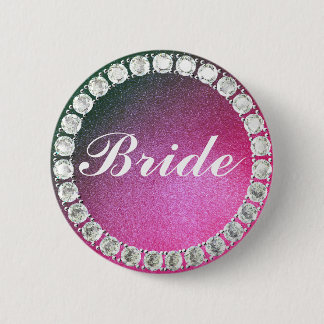 Badge Rond 5 Cm Élégante parties scintillant rose mariée