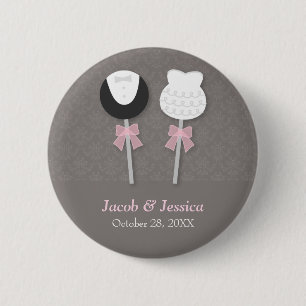 Badge Rond 5 Cm Élégantes Dragées Cake Pops pour Mariage