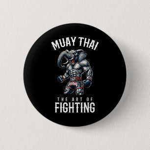 Badge Rond 5 Cm Élément Muay Thai - Kickboxing et éléphant thaï