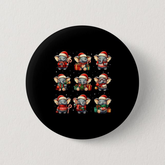 Badge Rond 5 Cm Elephant Christmas Funny Elephant Lover Pajama Men (Devant)