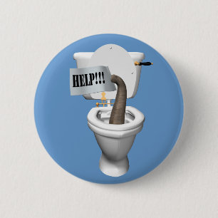 Badge Rond 5 Cm Eléphant Coincé Dans Les Toilettes