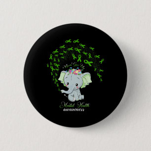 Badge Rond 5 Cm éléphant conscience santé mentale cadeau guerrier