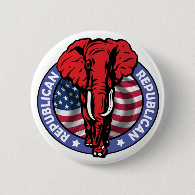 Badge Rond 5 Cm Éléphant de Parti Républicain - McCain (Devant)