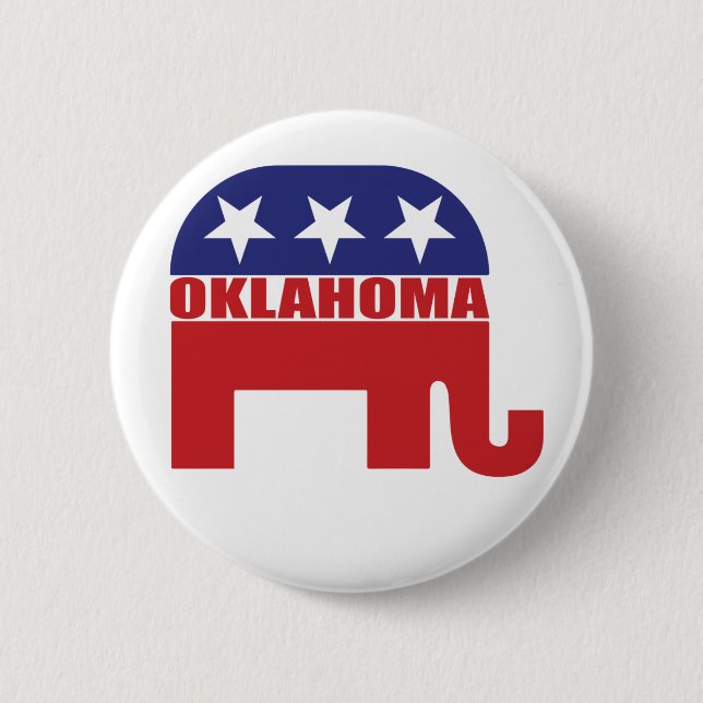 Badge Rond 5 Cm Éléphant de républicain de l'Oklahoma (Devant)