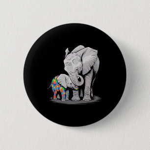 Badge Rond 5 Cm Éléphant Drôle Autisme Sensibilisation Maman Autis