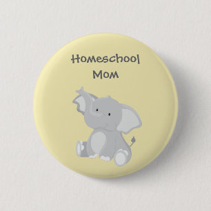 Badge Rond 5 Cm Eléphant graphique Homeschool Mom
