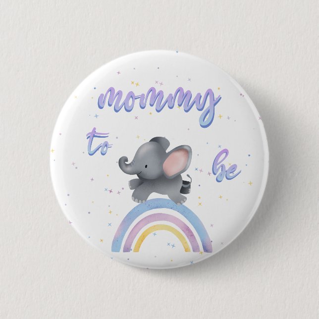 Badge Rond 5 Cm Eléphant mignon avec arc-en-ciel coloré Mommy-to-b (Devant)