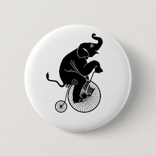 Badge Rond 5 Cm Éléphant montant un vélo