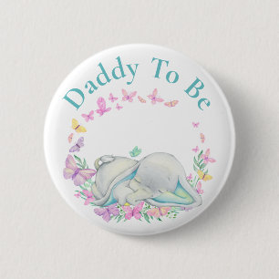 Badge Rond 5 Cm Elephant papa sera Button Papillon