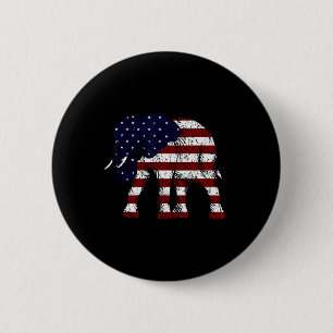Badge Rond 5 Cm Éléphant républicain drapeau américain patiné Gop