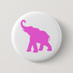 Badge Rond 5 Cm Éléphant rose