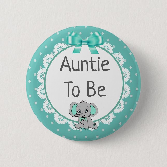 Badge Rond 5 Cm Elephant tante à thème pour être Baby shower (Devant)