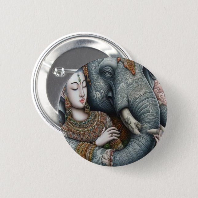 Badge Rond 5 Cm Élephant thaïlandais (Devant & derrière)