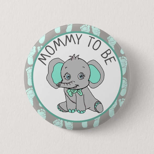 Badge Rond 5 Cm Elephant Thème Maman être Baby shower (Devant)