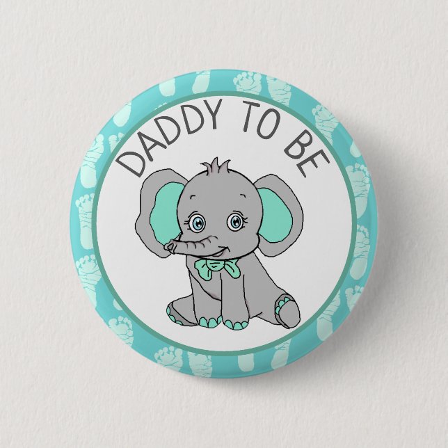 Badge Rond 5 Cm Elephant Theme Papa doit être Baby shower (Devant)