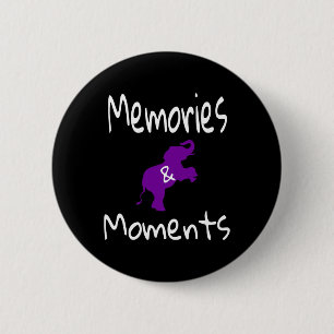Badge Rond 5 Cm Éléphant Violet de Sensibilisation Soutien Mémoire