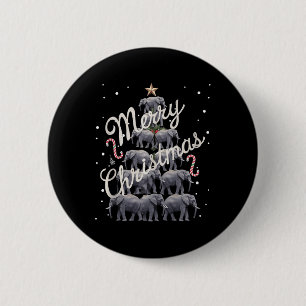 Badge Rond 5 Cm Elephant Xmas Arbre Eléphant Arbre de Noël Mariage