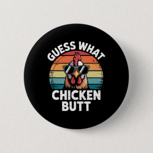 Badge Rond 5 Cm Éleveur de poulet drôle d'élevage devine quoi poul
