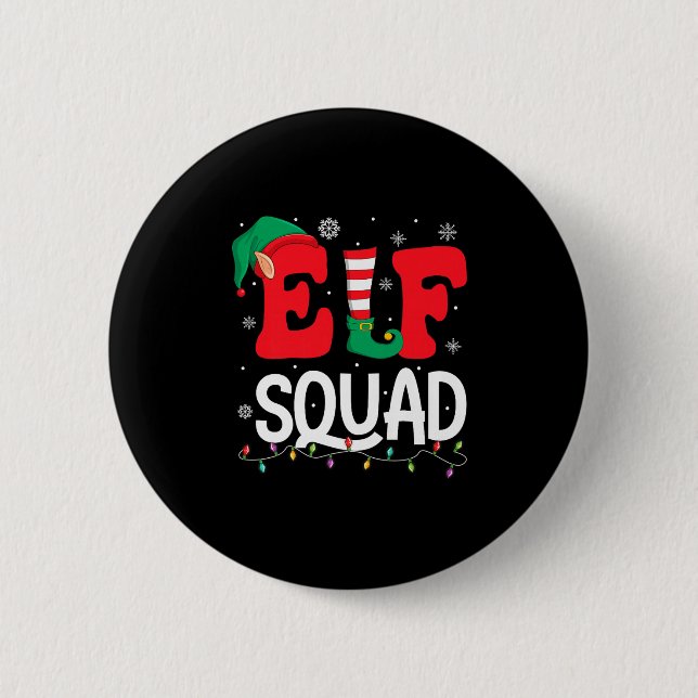 Badge Rond 5 Cm Elf Squad Christmas Matching Family Group Elf Xmas (Devant)