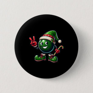Badge Rond 5 Cm Elfe de bowling de la main de la paix drôle de Noë