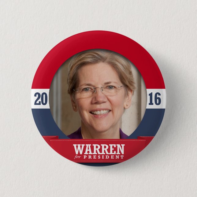 BADGE ROND 5 CM ELIZABETH WARREN 2016 (Devant)