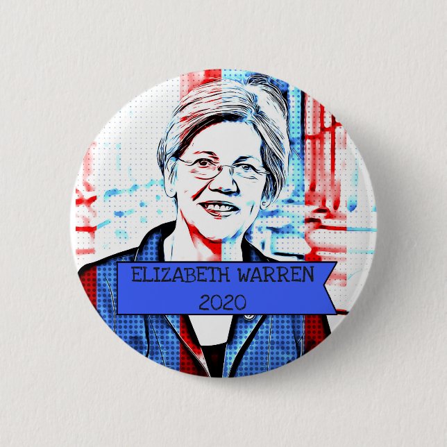 Badge Rond 5 Cm ELIZABETH WARREN 2020 Bouton de l'élection préside (Devant)