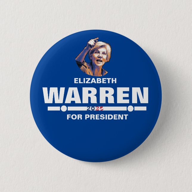 Badge Rond 5 Cm Elizabeth Warren, présidente (Devant)