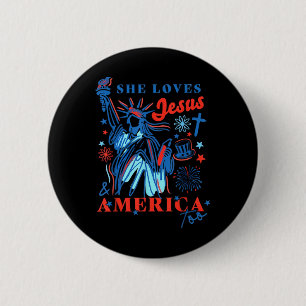 Badge Rond 5 Cm Elle aime Jésus et le jour de l'indépendance de l'