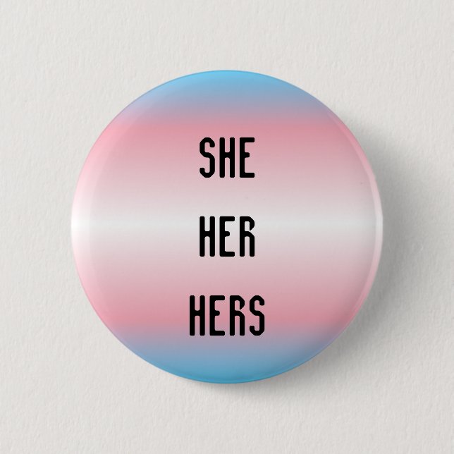 Badge Rond 5 Cm Elle/elle/sienne bouton de pronom (Devant)