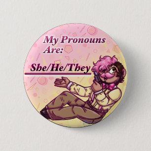 Badge Rond 5 Cm Elle/Il/Ils Classique ! Wilford Pronoun Pin