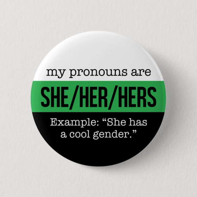 Badge Rond 5 Cm Elle/ses pronoms - drapeau de Neutrois (Devant)