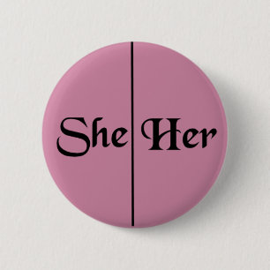 Badge Rond 5 Cm Elle/son pronom v5 - rose