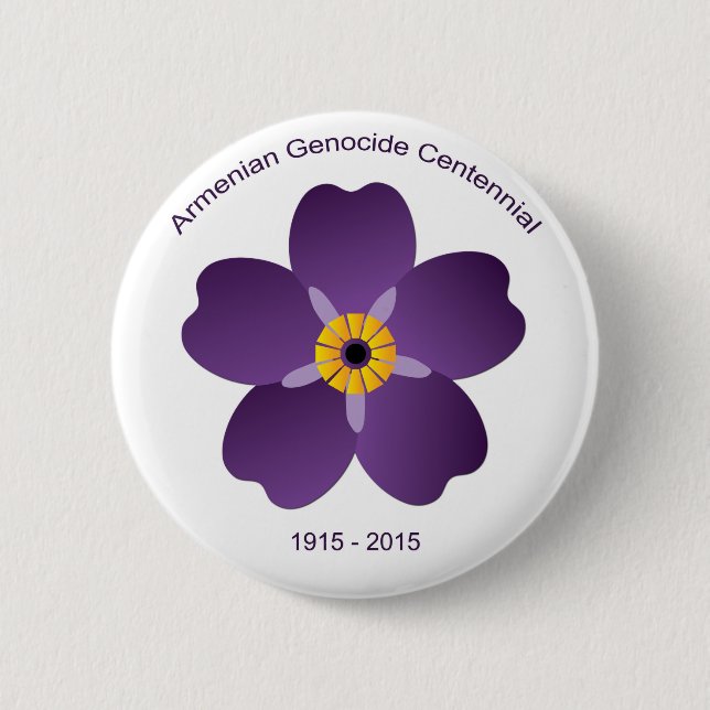 Badge Rond 5 Cm Emblème arménien de Centennial de génocide (Devant)