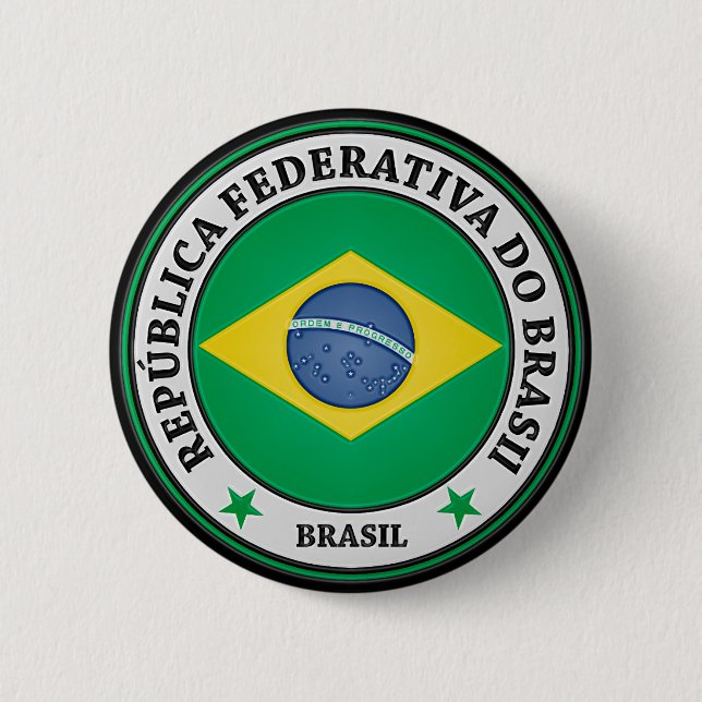 Badge Rond 5 Cm Emblème Brasil Round (Devant)