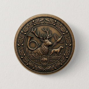 Badge Rond 5 Cm Emblème de chasse en bronze