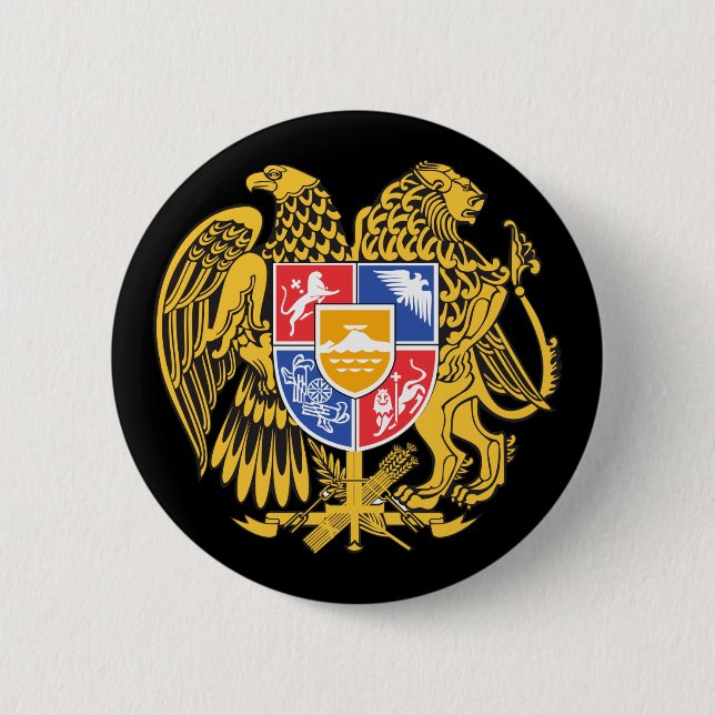 Badge Rond 5 Cm emblème de l'Arménie (Devant)