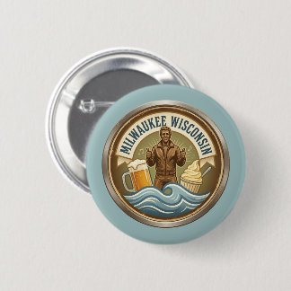 Badge Rond 5 Cm Emblème de Milwaukee Wisconsin - Fonz Bronze