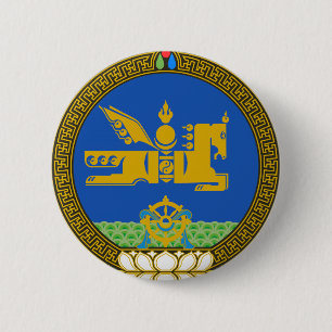 Badge Rond 5 Cm Emblème d'état de la Mongolie