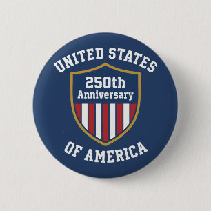 Badge Rond 5 Cm Emblème du 250e anniversaire des États-Unis Bleu