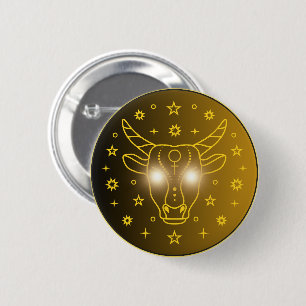 Badge Rond 5 Cm Emblème du zodiaque Taureau Symbole céleste mini