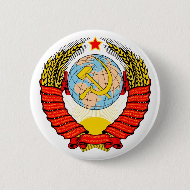 Badge Rond 5 Cm Emblème d'Union Soviétique avec CCCP (Devant)