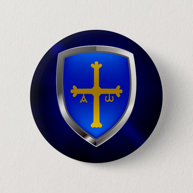 Badge Rond 5 Cm Emblème métallique des Asturies (Devant)