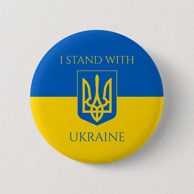 Badge Rond 5 Cm emblème ukrainien (Devant)