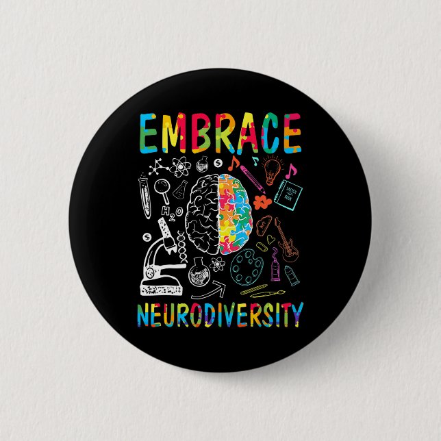 Badge Rond 5 Cm Embrasser la Sensibilisation sur l'autisme de la n (Devant)