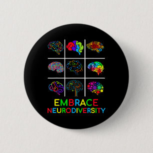 Badge Rond 5 Cm Embrassez la Neurodiversity Video Game Sensibilisa